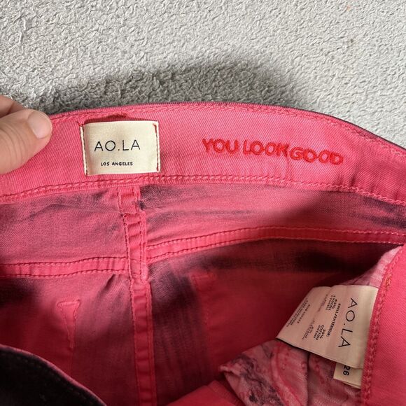 NWT AO L.A High Rise Ankle Skinny Jeans Alice + Olivia Wine/Bubblegum Size 26 - Picture 14 of 15